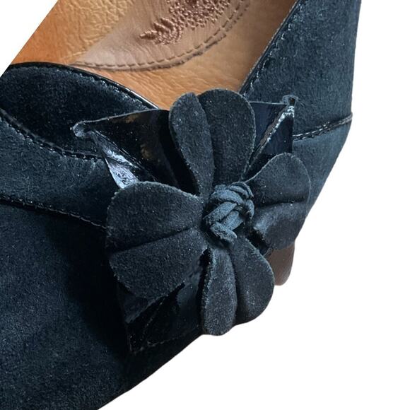 Sofft Pump Shoe SWomen's Size 9.5M Trimmed Black Suede Leather Kitten Heel - Picture 13 of 15